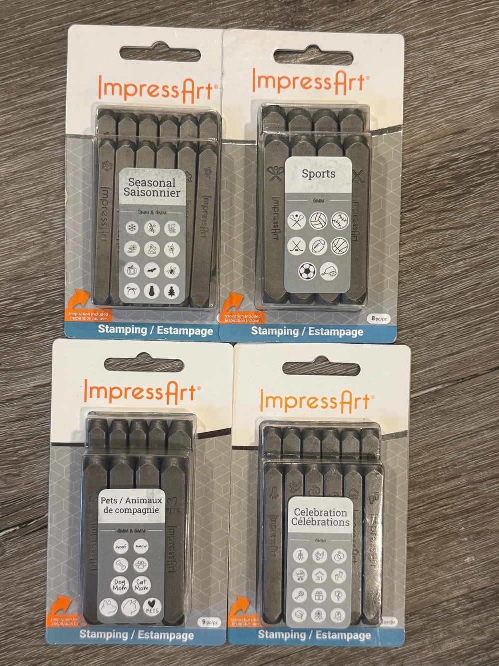imPRESS/ImpressArt Metal Stamp Packs in Gray with Orange Accents